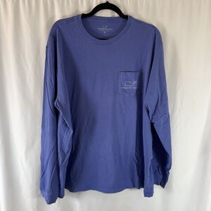 Vineyard Vines T-Shirt Men's XL Blue Long Sleeve Pocket Whale Print